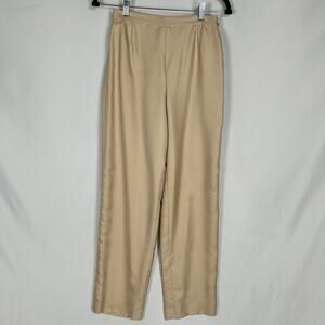 Chanel Beige Silk Dress Pants Women's FR 38